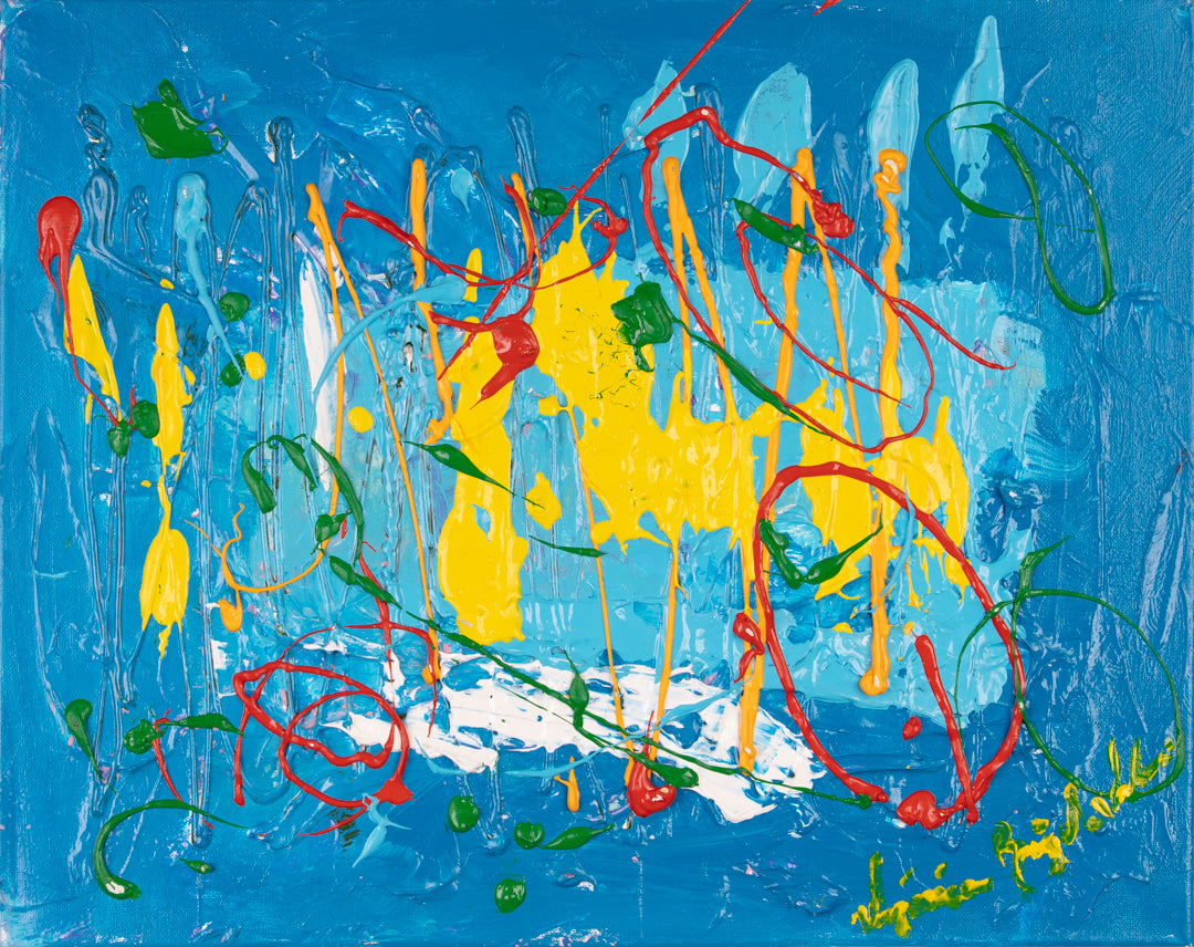 "Blue Water and Red Collage"
